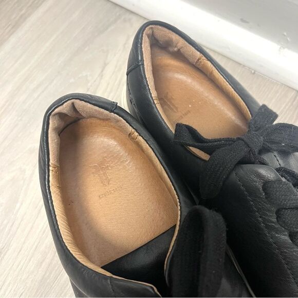 Frye Sneakers Women’s 7.5 Ivy Black Leather Low Cut Lace Up - Picture 3 of 7